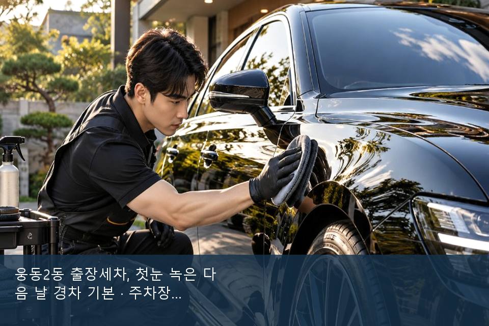 웅동2동 출장세차, 첫눈 녹은 다음 날 경차 기본 · 주차장에서 부른 날
